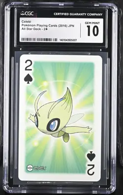 CGC 10 POP 6 CELEBI 2016 POKEMON PLAYING CARDS ALL STAR DECK 2 OF SPADES - Image 1