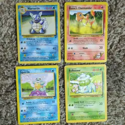 LOT OF 4 POKEMON Cards Wartortle Blaine's Charmander Bularsaur Squirtle Baseset2 - Image 1