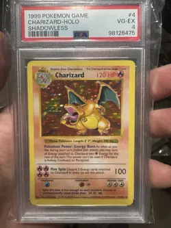 Pokemon TCG Charizard Base Set Holo Shadowless Rare Card 4/102 - PSA 4 - Image 1