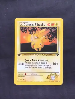 Pokemon Cards: Gym Challenge 1st Edition Common: Lt. Surge's Pikachu 84/132 - Image 1