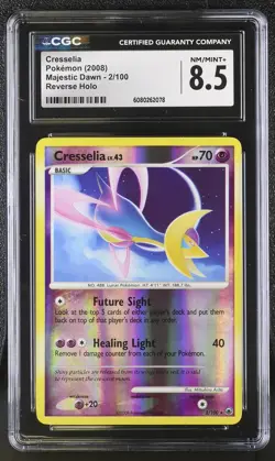 CGC 8.5 Cresselia 2008 Majestic Dawn 2/100 Reverse Holo Pokemon Card - Image 1