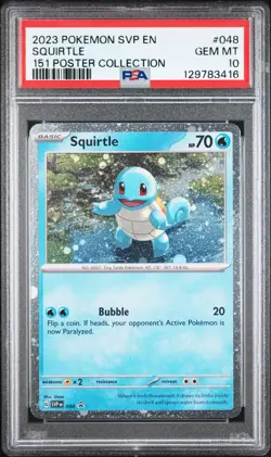 2023 POKEMON SVP EN-SV BLACK STAR PROMO 151 POSTER COLL #048 SQUIRTLE PSA 10 - Image 1