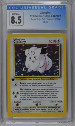 Clefairy Pokemon 1999 Spanish Base Set 1st Edition 5/102 Holo CGC 8.5 - Image 1