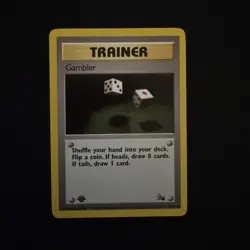 Vintage Wotc Pokemon Gambler 1st edition 1st ed Fossil 60/62 LP 60/62 - Image 1