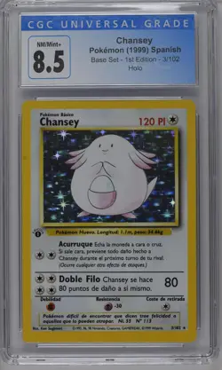 Chansey Pokemon 1999 Spanish Base Set 1st Edition 3/102 Holo CGC 8.5 - Image 1