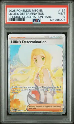 2025 POKEMON MEGA LILLIE’S DETERMINATION SPECIAL ILLUSTRATION 184/132 PSA 9 - Image 1