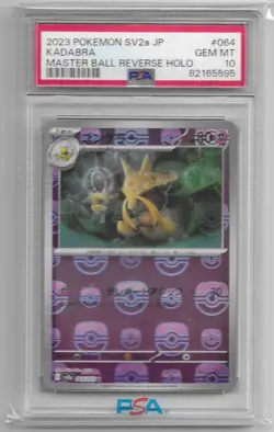 PSA 10 Kadabra (Master Ball Pattern) 064/165 Sv2a: Pokemon 151 Holo (Japanese) - Image 1
