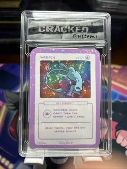 Pokederp Holo SLABBED! Meow Shiny Shining Mew JWilly Pokemon Cracked Customs - Image 1