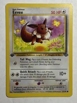 Awesome WOTC 1999 Pokemon Jungle Eevee 51/64 1st Edition LP Lightly Played - Image 1