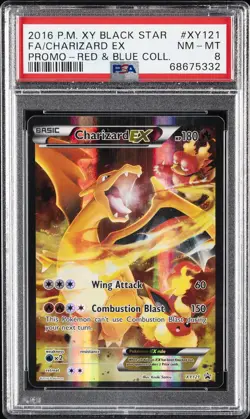 2016 POKEMON XY BLACK STAR PROMO RED & BLUE COLL FULL ART/CHARIZARD EX PSA 8 - Image 1