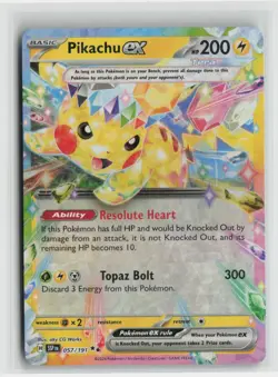 Pikachu ex - 057/191 Pokemon SV08: Surging Sparks Double Rare NM - Image 1