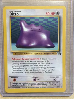 Pokemon TCG Ditto Card 18/62 Fossil Regular Non-Holo Rare, LP Condition - Image 1