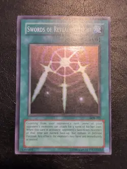 Yu-Gi-Oh SUPER RARE CARD SWORDS OF REVEALING LIGHT 1996 VINTAGE PRINT LOB-101 LP - Image 1