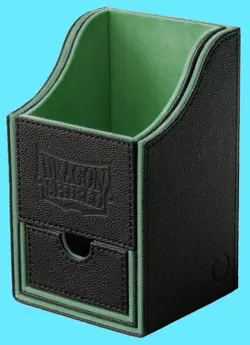 DRAGON SHIELD NEST PLUS 100 BLACK / GREEN CARD STORAGE BOX dice compartment case - Image 1