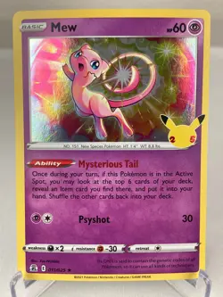 Mew 011/025 SWSH Celebrations Holo Rare Pokemon Card - Lightly Played - Image 1