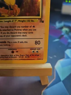 Pokemon TCG Moltres Holo Unlimited Rare Card 12/62 Fossil Set MP - Image 4