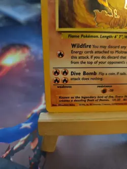 Pokemon TCG Moltres Holo Unlimited Rare Card 12/62 Fossil Set MP - Image 5