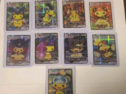Pokemon Cosplay Poncho Pikachu Fan ART Holos 9 Cards Non Tcg Holofoil - Image 1