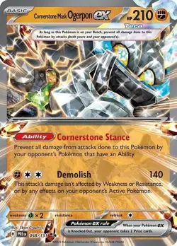 LP Pokemon Cornerstone Mask Ogerpon ex - 058/131 - Double Rare Lightly Played Pr - Image 1