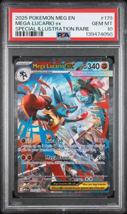 2025 POKEMON MEGA EVOLUTION SPECIAL ILLUSTRATION RARE MEGA LUCARIO EX PSA 10 - Image 1