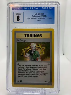 Lt. Surge Gym Heroes 1st edition Holo Mint 17/132 CGC 8 Pokemon TCG - Image 1