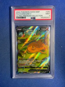 2022 POKEMON SWSH BSP #260 FA/CHARIZARD V ULTRA-PREMIUM COLLECTION PSA 9 Mint - Image 1