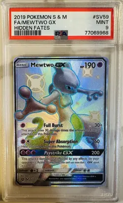 Pokemon PSA 9 Mewtwo GX SV59/SV94 Sun & Moon Hidden Fates Shiny Vault Mint - Image 1