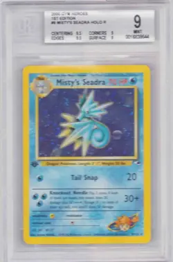 MISTY'S SEADRA 1ST EDITION HOLO #9 POKEMON GYM 1 BGS #0016838644 MINT 9 2000 - Image 1