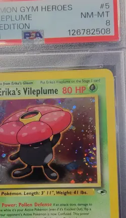 ERIKA'S VILEPLUME 2000 Pokemon Gym Heroes 1st Edition Holo with Swirl #5 - PSA 8 - Image 3