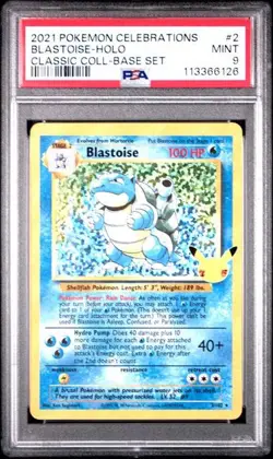 PSA 9 Blastoise Holo 2/102 Celebrations Classic Collection Pokemon 2021 - Image 1