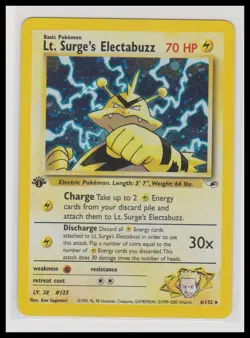 Pokemon Gym Heroes #006/132 Lt. Surge's Electabuzz (6) 1st Edition - Image 1