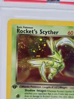 2000 Pokemon Gym Heroes Rocket's Scyther 13/132 Holo 1st Edition PSA 7 Swirl - Image 3