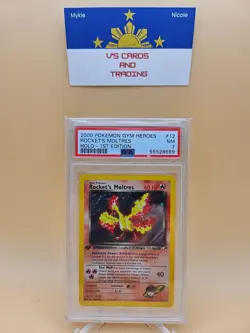 2000 POKEMON GYM HEROES HOLO 1ST EDITION #12 ROCKET'S MOLTRES PSA 7 - Image 1
