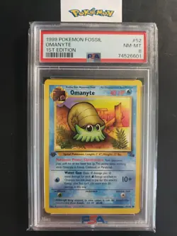 First Edition 1999 Pokemon Fossil 52/62 Omanyte PSA NM-MT 8 - Image 1