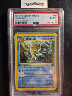 First Edition 1999 Pokemon Fossil 40/62 Omastar PSA NM-MT 8 - Image 1