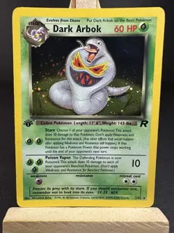 Pokemon Dark Arbok 1st Edition Holo #2/82 Team Rocket WOTC 1999- 23000 Error LP - Image 1