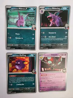 4 Pokemon TCG Team Rocket Cards All 2025 Orbeetle, Offing, Nidoran & Nidorino - Image 1