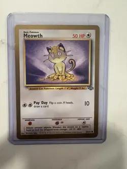 GOLD Border Meowth 56/64 Jungle Unlimited Pokemon TCG Card Vintage WOTC - Image 1