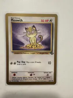 GOLD Border Meowth 56/64 Jungle Unlimited Pokemon TCG Card Vintage WOTC - Image 4