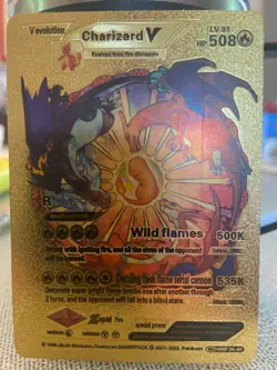 Charizard V 508 HP Gold Foil Pokemon Card Smp 26-43 Fan Art VarRound - Image 1
