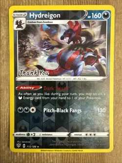 Hydreigon - 110/189 - Thank You Stamped Promo Holo Rare Pokemon Card - LP - Image 1
