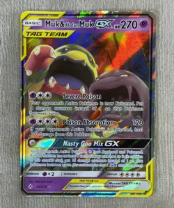 Muk & Alolan Muk GX Tag Team 61/214 🔥 Holo Pokemon Card MP - Image 2