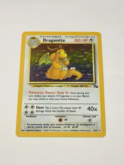 Pokemon Card WOTC TCG Dragonite Fossil Holo Rare Card 4/62 100 HP 1999 LP/NM - Image 1