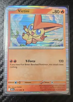 Pokemon TCG Victini Holo Black Bolt 012/086 SV Rare Card (NM Condition) - Image 1