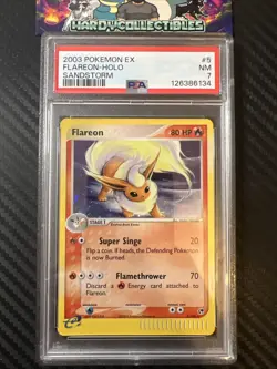 Flareon PSA 7 Pokemon card 5/100 EX Sandstorm Rare Holo 2003 NEAR MINT - Image 1