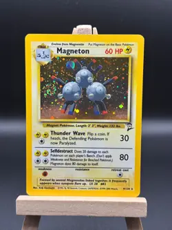 Magneton 9/130 - SWIRL Holo RARE - BASE SET 2 - VINTAGE WOTC POKEMON CARD - LP - Image 1
