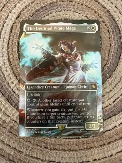 THE DESTINED WHITE MAGE FOIL [Borderless] - FIC Final Fantasy Commander MTG 447 - Image 1