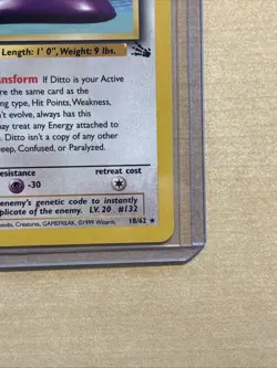 Pokemon TCG Ditto Fossil 18/62 Regular Card, 1st Edition - Image 2