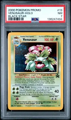 2000 POKEMON PROMO BLACK STAR #13 VENUSAUR-HOLO PSA 7 - Image 1