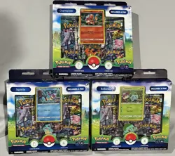 3 Pokemon Go Pin Collection Box Lot Bulbasaur Charmander Squirtle Factory Sealed - Image 1
